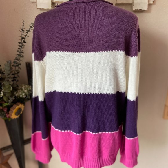 4/$20 Misslook Purple Cream and Pink Drop Shoulder Sweater Rolled Collar 3XL - Picture 5 of 8